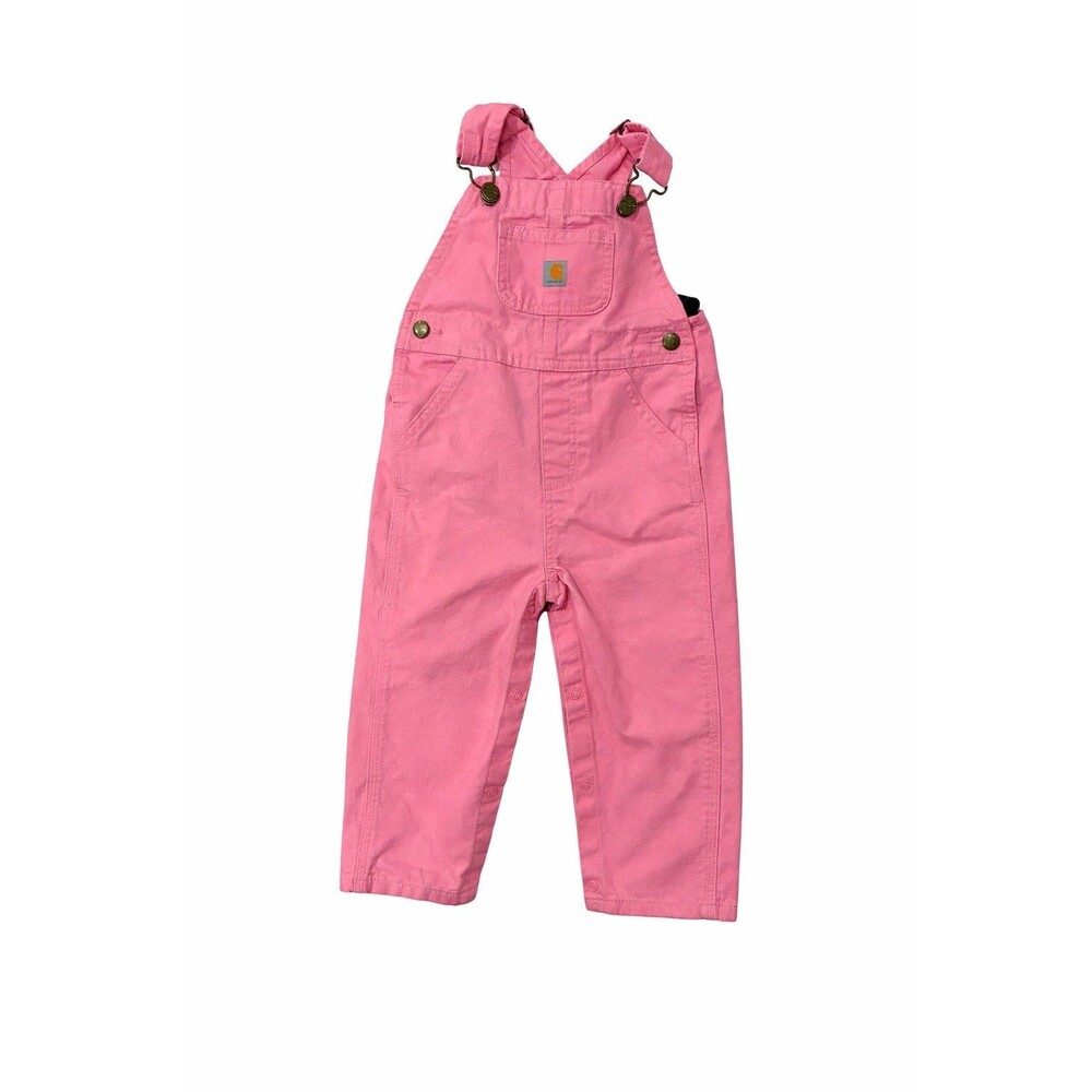 Carhartt Baby Girl Pink Canvas Overalls 24M Cotton Snap Leg Bib One Piece